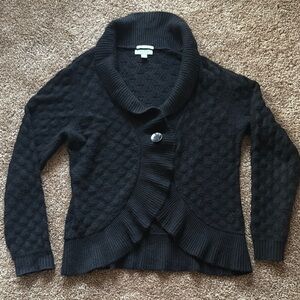 Black Women's Cashmere Cardigan with Button Detail. Size L